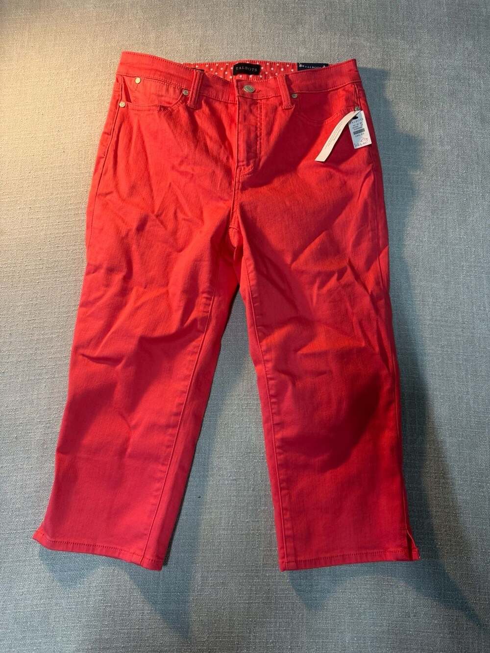 Talbots Women's Slimming Pedal Pusher Jean in Red, Size 4